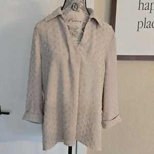 Alice + Olivia Light Taupe Textured Blouse